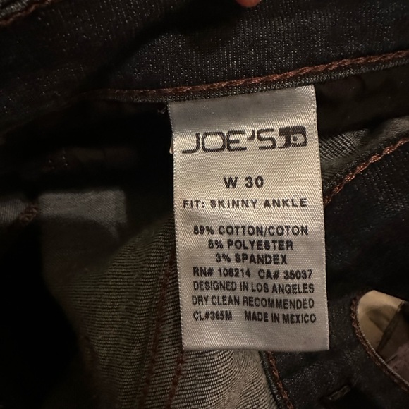 Joe’s Jeans Skinny Ankle Dark Wash Mid-Rise Stretch Denim Size 30 - Picture 7 of 7